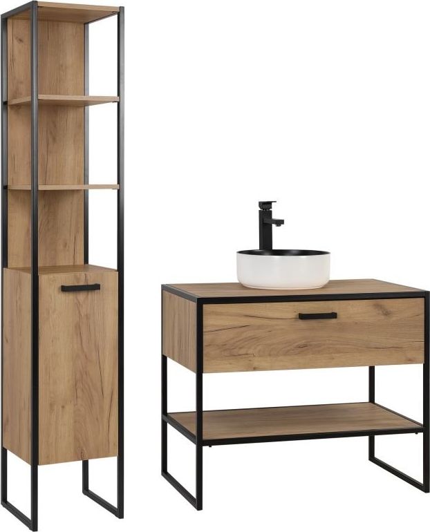 Comad Zestaw mebli łazienkowych BROOKLIN 800 + 827 dąb craft złoty