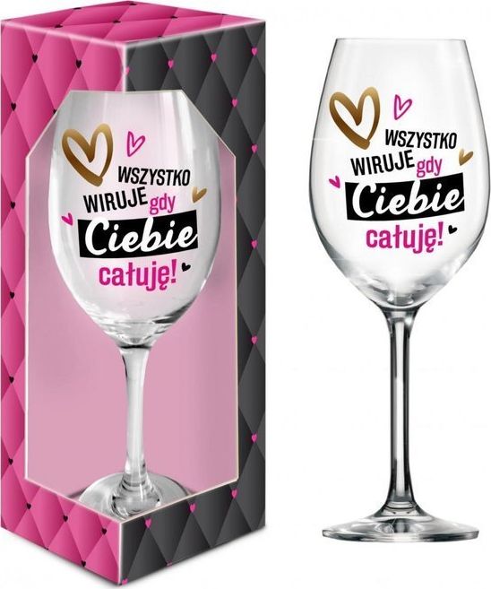 BGtech Kieliszek do wina Walentynki 640 ml Ciebie Całuję uniwersalny