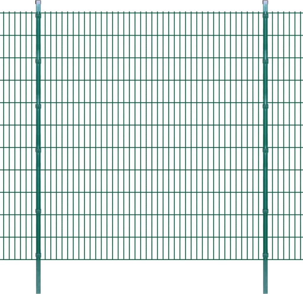 vidaXL 2D Panele i słupki ogrodzeniowe 2008x2230 mm 32 m zielone
