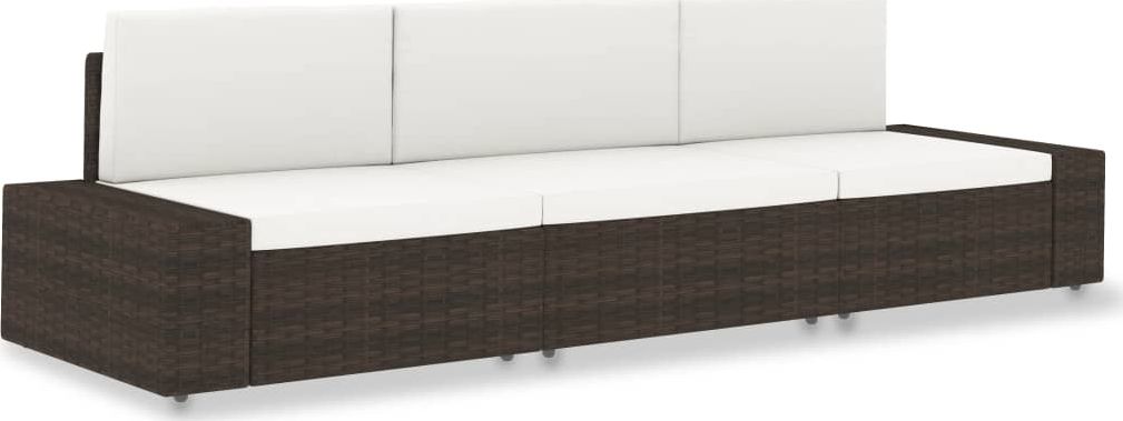 vidaXL sofa modułowa 3-osobowa, rattan PE, brązowa (49516)
