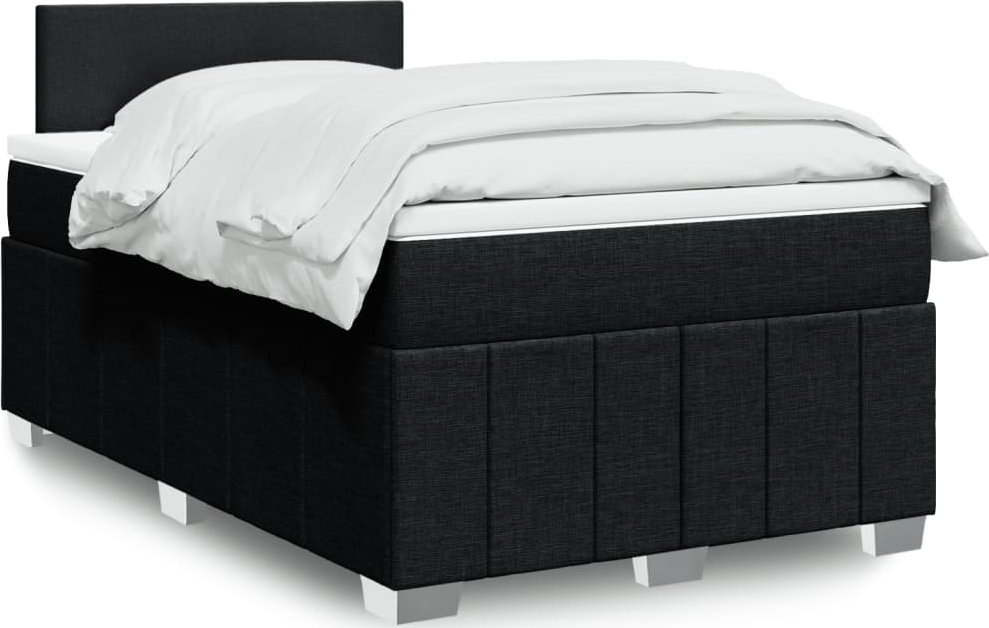 vidaXL Łóżko kontynentalne z materacem, czarne, 120x190 cm, tkanina