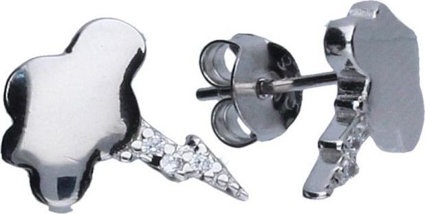 Lovrin Srebrne kolczyki 925 chmurka z błyskawicą i cyrkoniami 1,43g