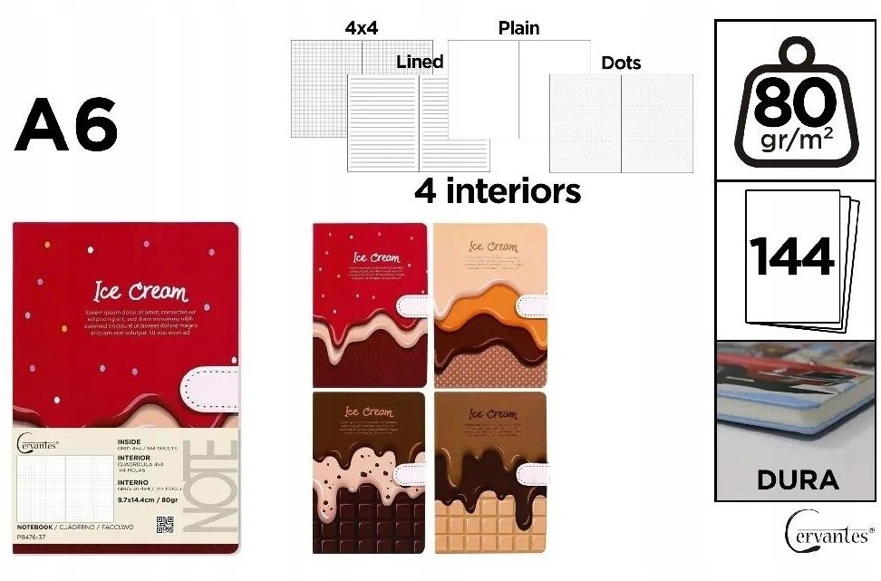 Notatnik A6/144K magnes ice cream MIX