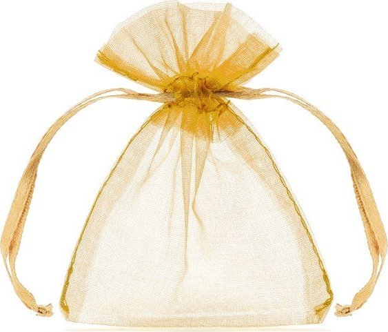 PartyDeco Woreczki z organzy gładkie żółte na prezent 10szt