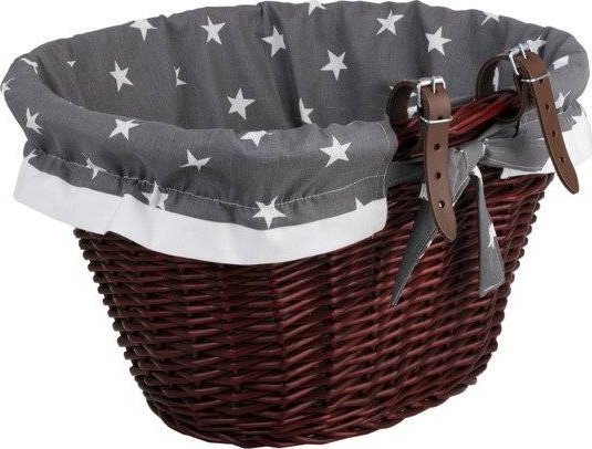 WickerPL WIKLINOWY KOSZ NA ROWER OBSZYTY KOSZ ROWEROWY MONTOWANY NA KIEROWNICY z dwoma skóranymi paskami 42X37 H24 CM