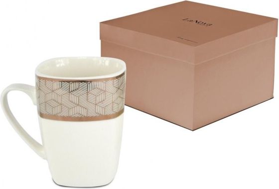 BGtech Biały kubek w złoty geometryczny wzór 300 ml