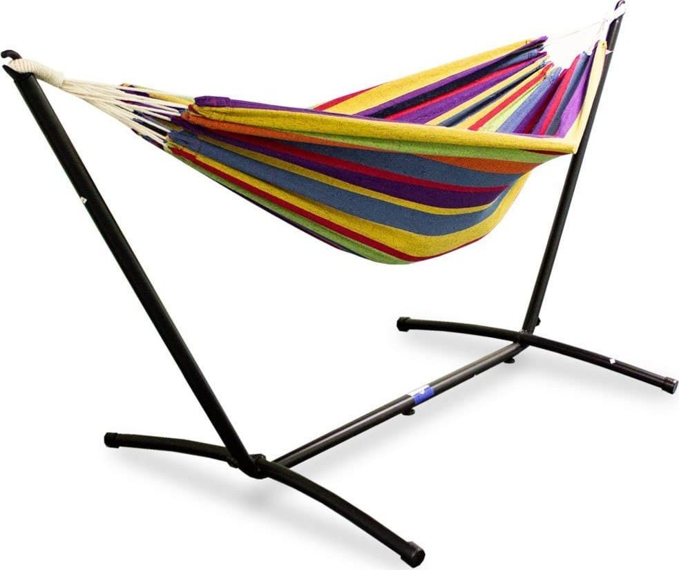 Lacestone Tęczowy Hamak na stelażu ogrodowy zewnętrzny