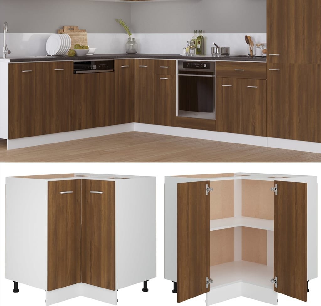 vidaXL Szafka kuchenna, brązowy dąb, 75,5x75,5x80,5 cm