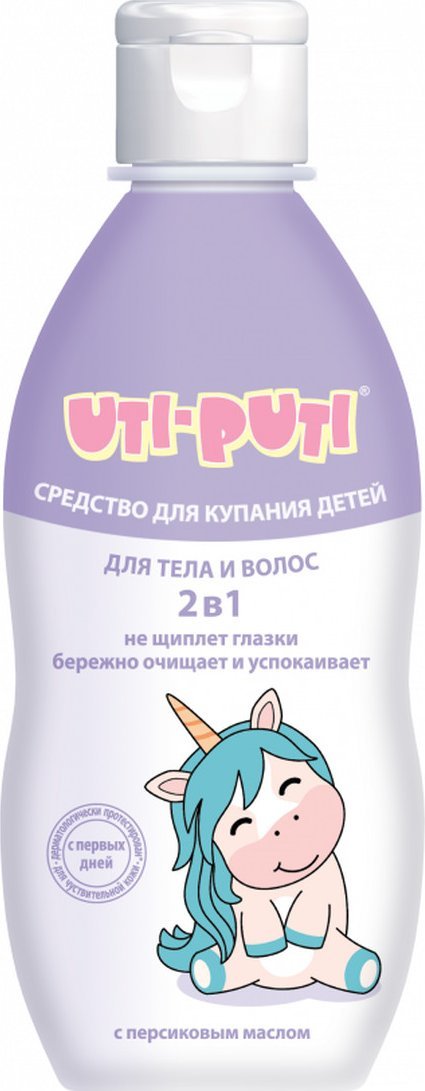 SLABOZANSKIJ MILOVAR UTI-PUTI żel pod prysznic i szampon 2w1 z olejkiem brzoskwiniowym 0+, 200ml