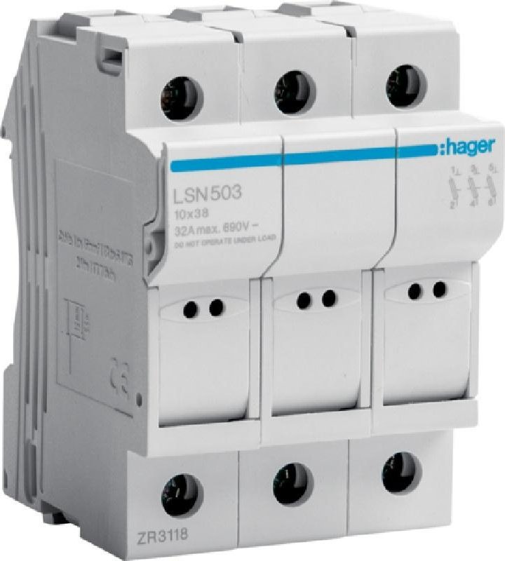 Hager Modułowa podstawa bezpiecznikowa 3P 32A 690V LSN503 10x38mm