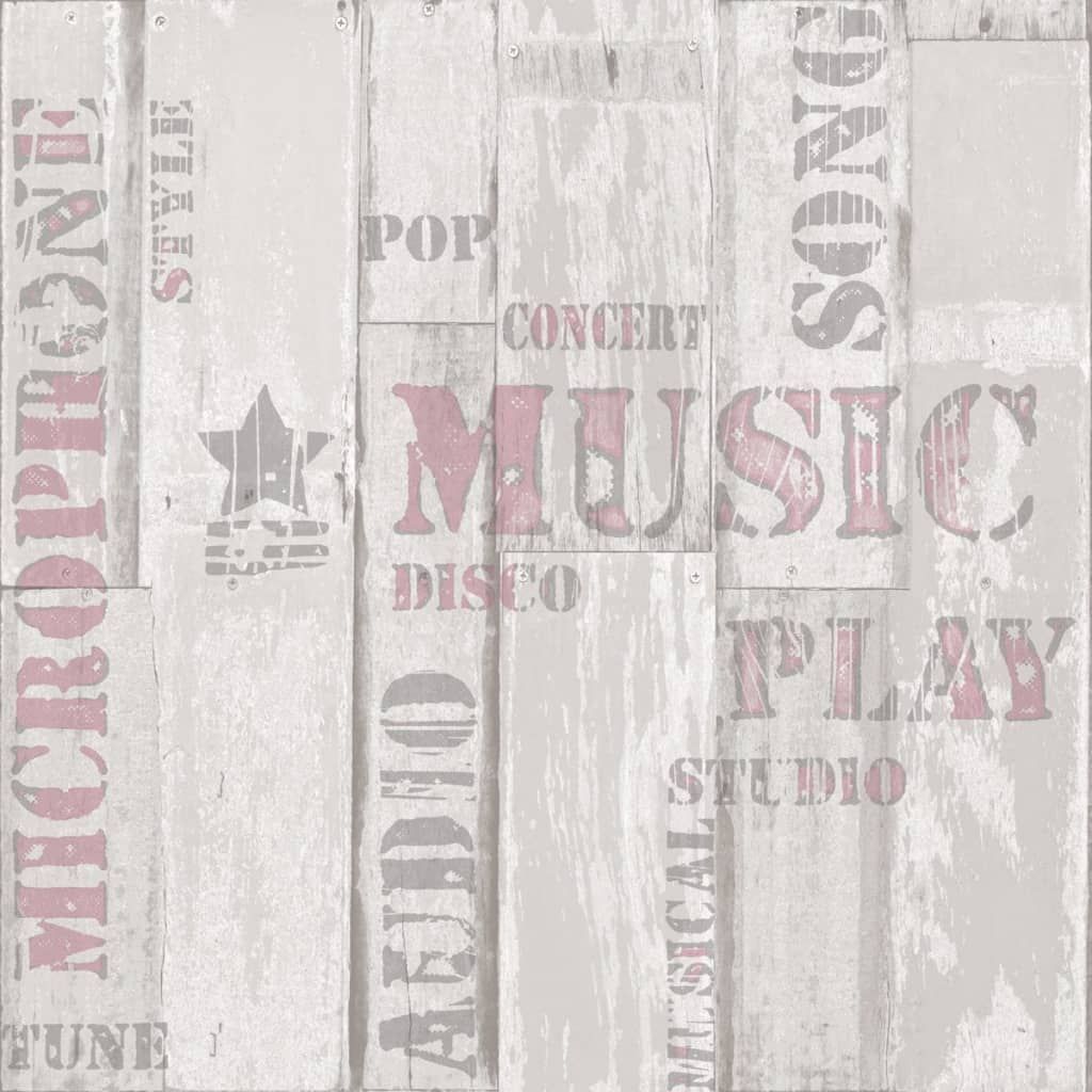 Urban Friends & Coffee Urban Friends & Coffee Tapeta w deski z napisami, beżowo-różowa