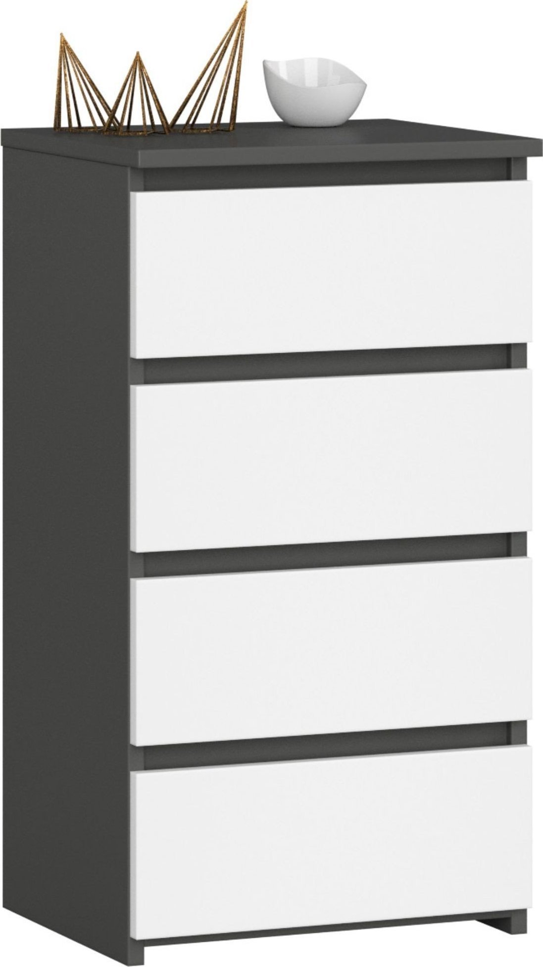 Fabryka Mebli Akord Komoda CL4 40 cm 4 szuflady - grafit szary-biała