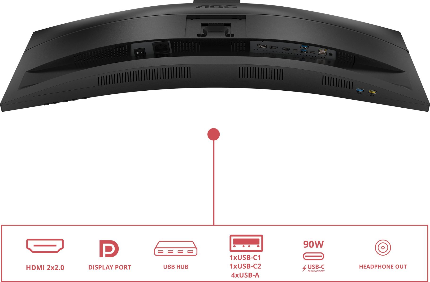AOC E4 CU34E4CW monitor komputerowy 86,4 cm (34") 3440 x 1440 px UltraWide Quad HD LED Czarny