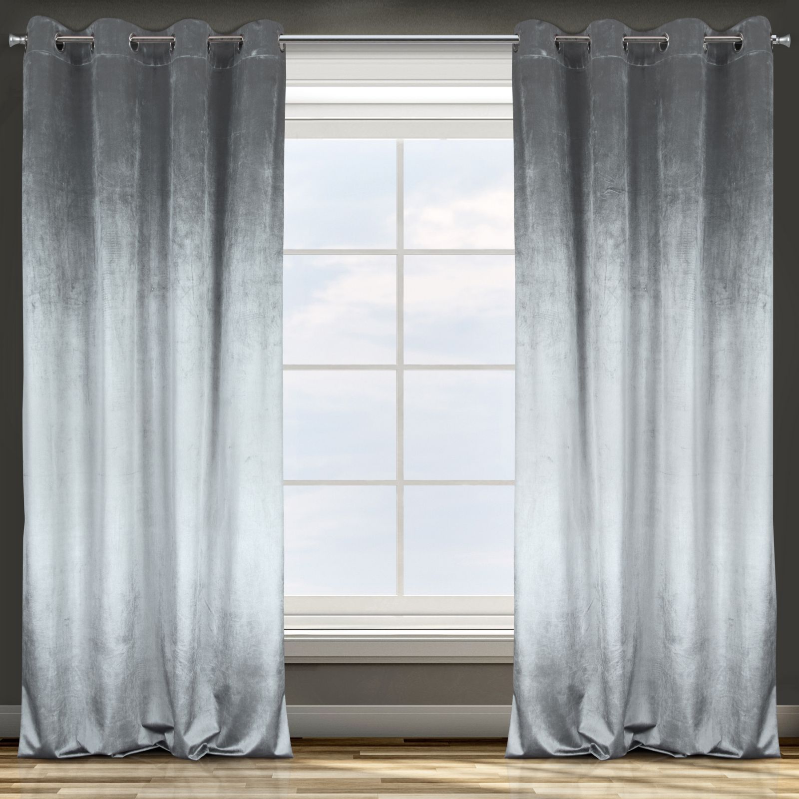 Eurofirany Zasłona TAYLOR z tkaniny welwetowej,Szara,140X250,Przel+Koła