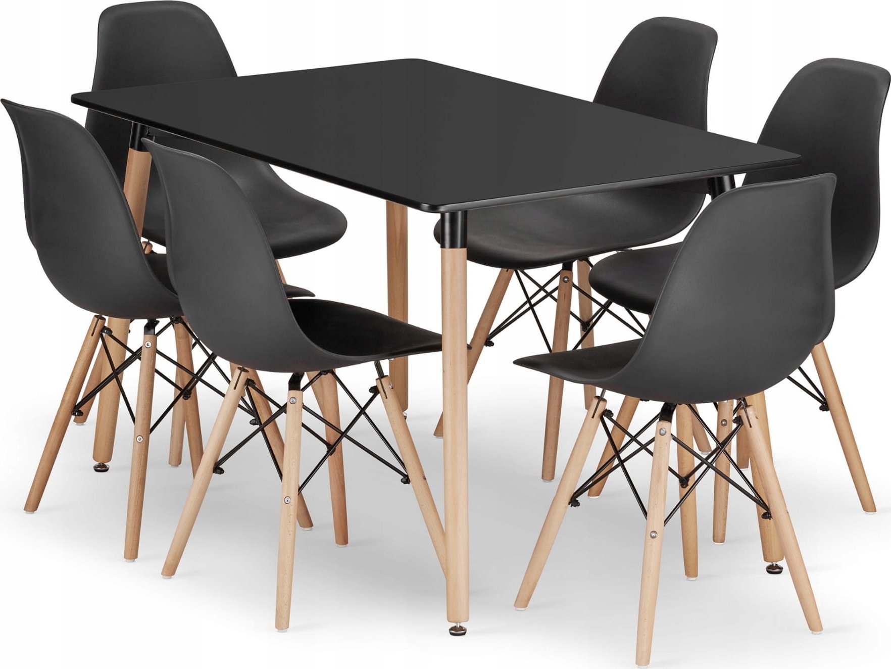 Leobert Zestaw stół prostokątny ADRIA 120x80 czarny + 6 krzeseł OSAKA czarne