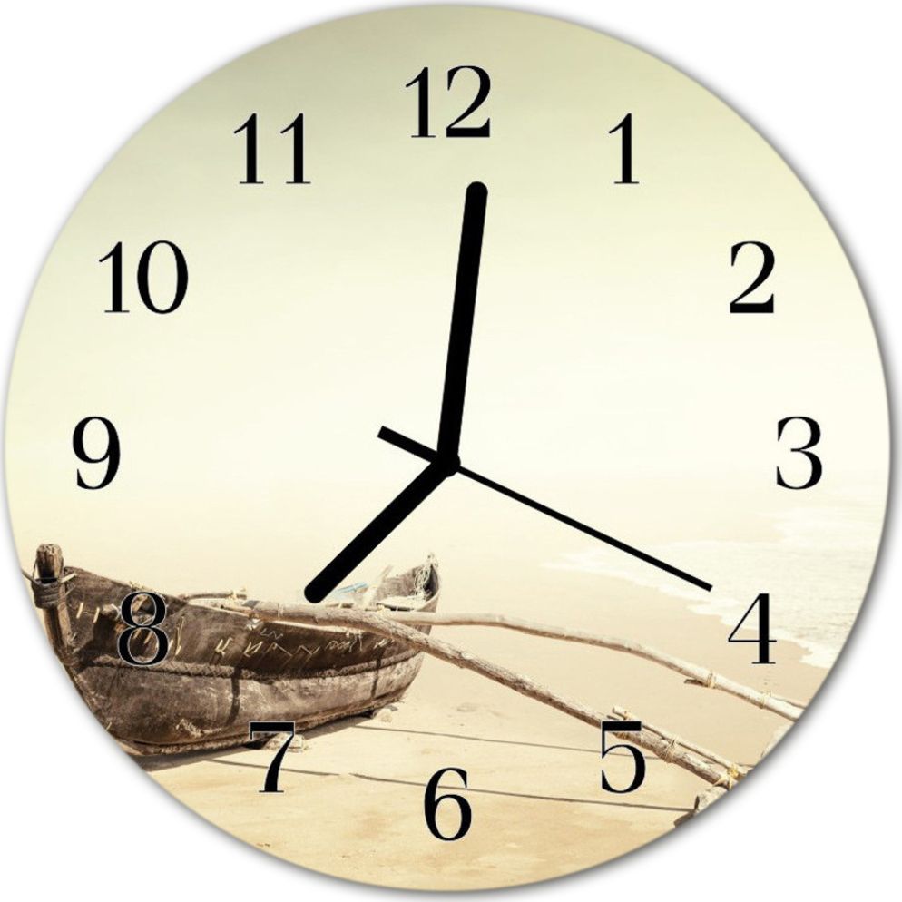 Tulup Zegar szklany okrągły Łódźfi30 cm - 64426126