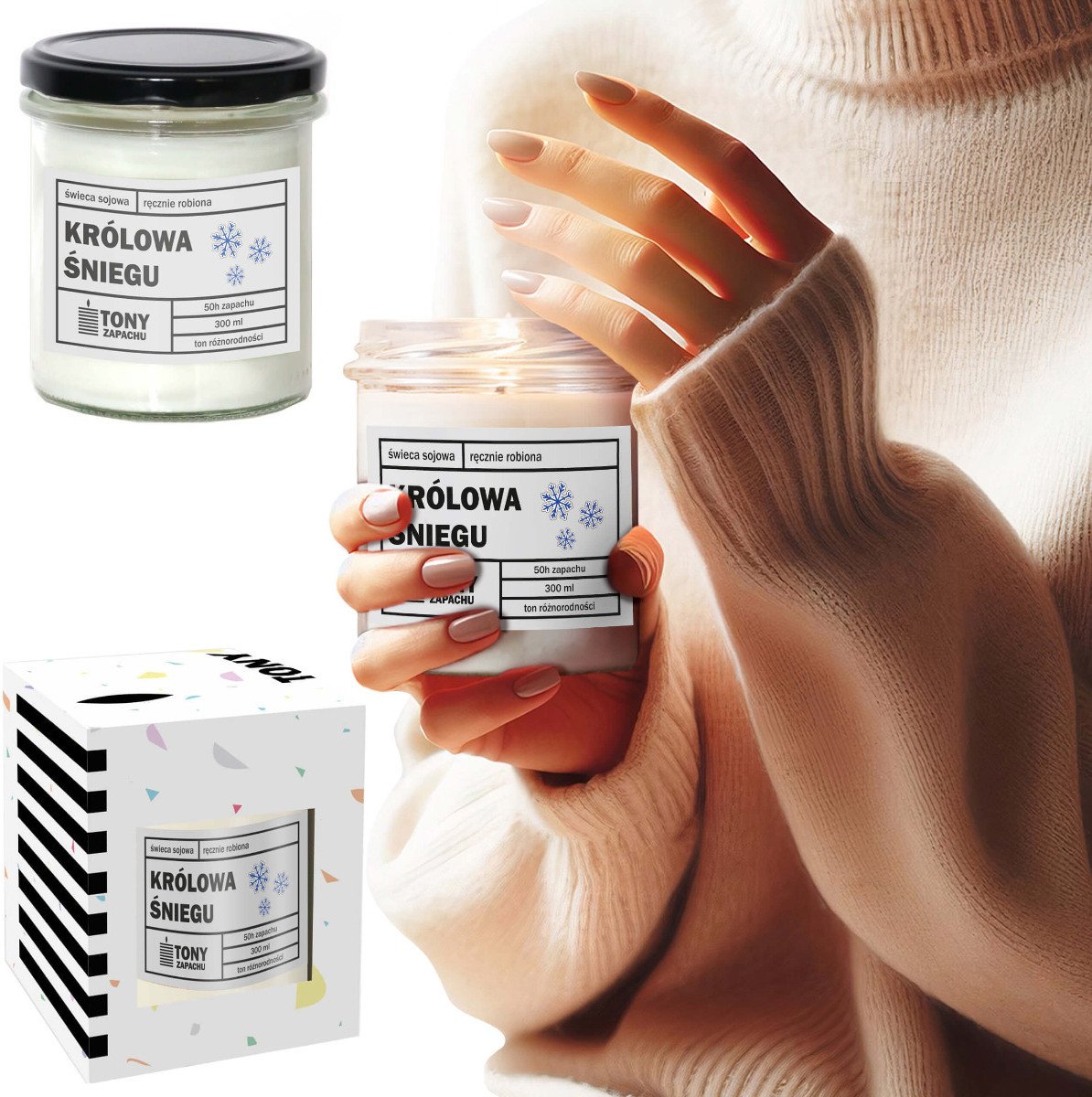 Cup&You zimowa świeca sojowa "KRÓLOWA ŚNIEGU"- delikatne połączenie świeżości i elegancji. Prezent upominek dla mamy kobiety dziewczyny babci żony nie