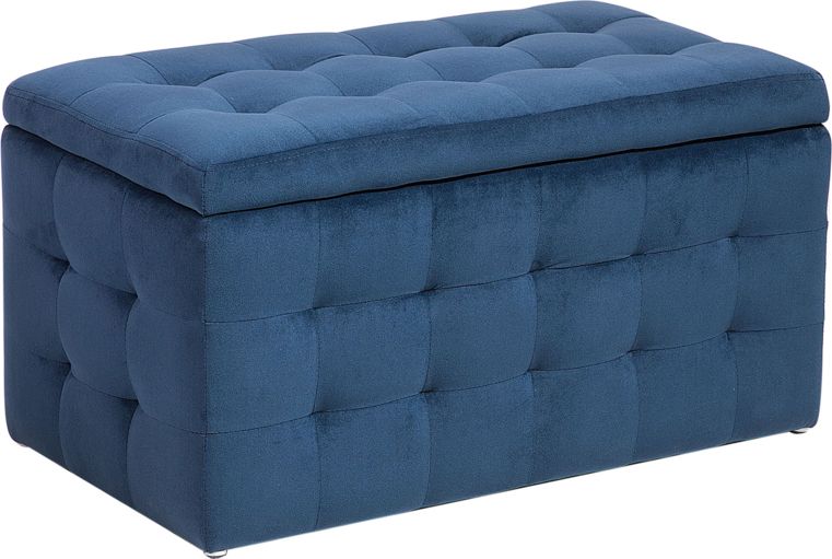 Shumee Puf ze schowkiem welurowy ciemnoniebieski MICHIGAN