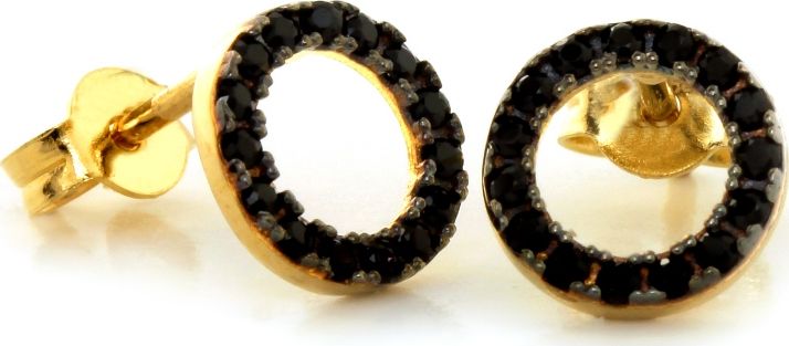 Lovrin Złote kolczyki 585 ringi z czarnymi cyrkoniami 0,95g