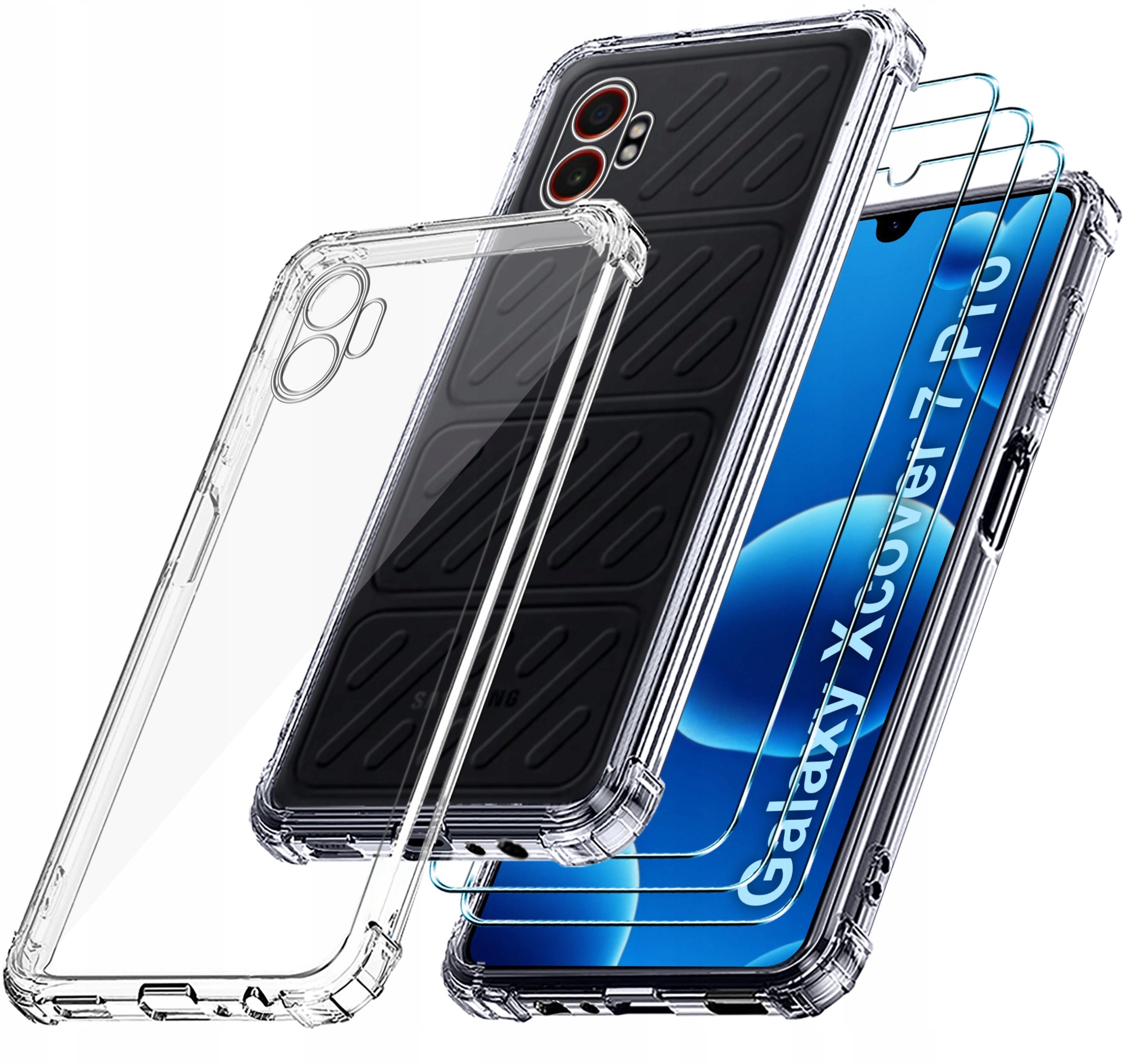 Etui PANCERNE do Samsung Xcover 7 Pro ANTI-SHOCK SILIKON + 3 SZTUKI SZKŁO