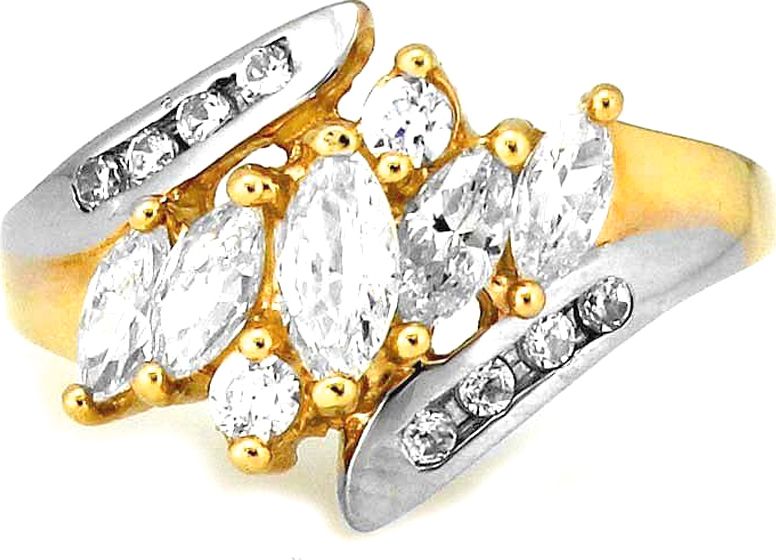 Lovrin ZŁOTY BOGATY PIERŚCIONEK Z BIAŁYM ZŁOTEM 585