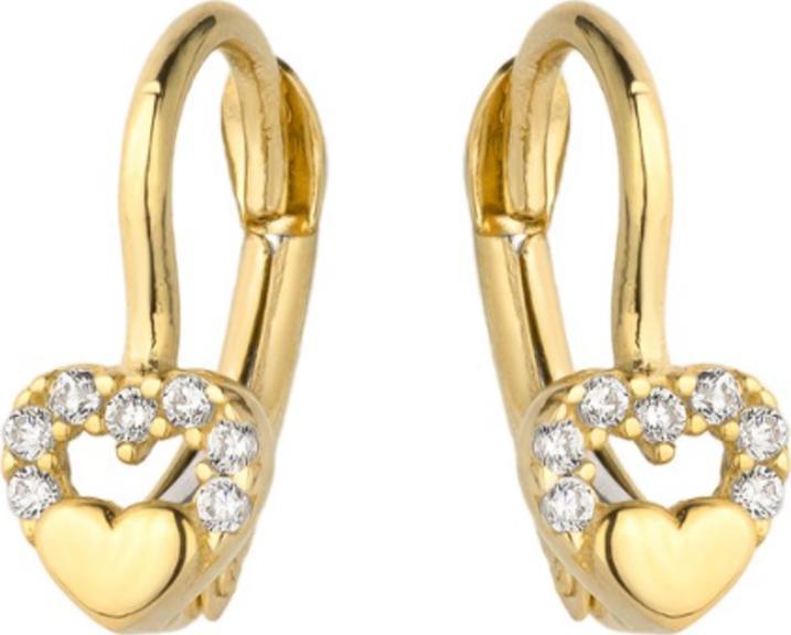 Lovrin Złote kolczyki 585 WYPUKŁE SERDUSZKO W SERCU