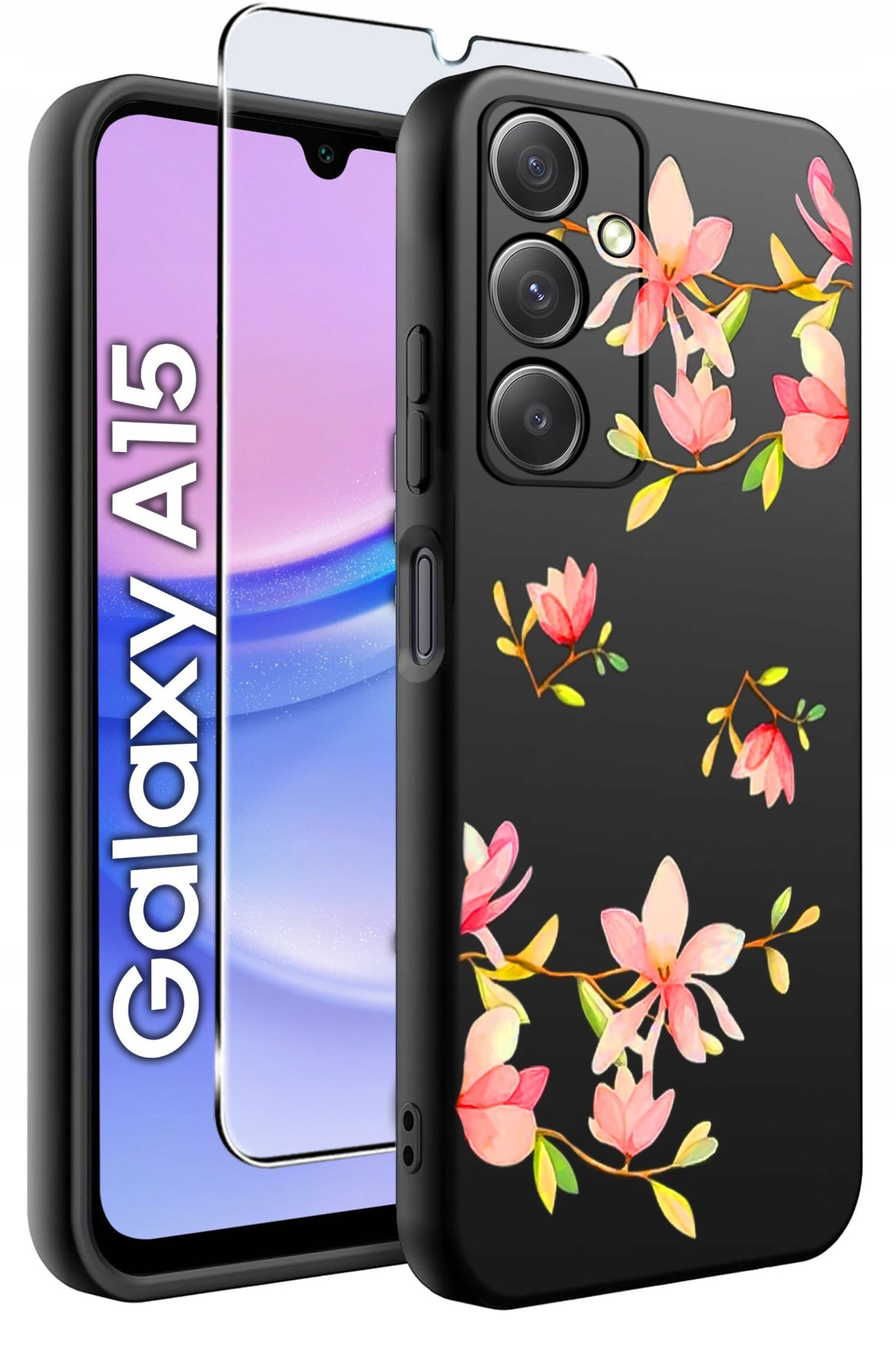 ETUI do Samsung A15 4G | 15 5G WZORY | SILIKONOWE MATT CASE + SZKŁO 9H