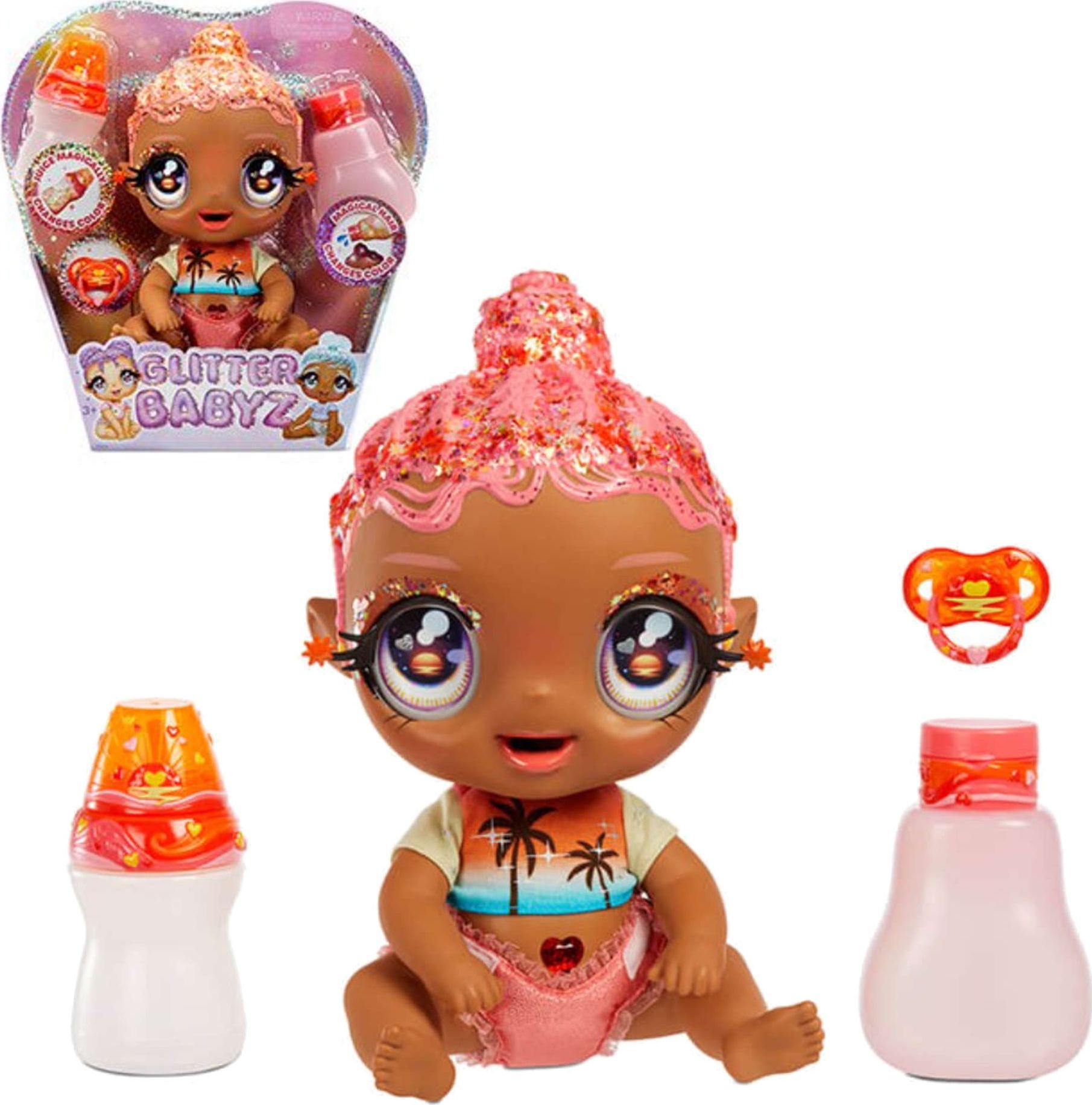 MGA Glitter Babyz Doll - Coral Pink (Palm Trees) 577294
