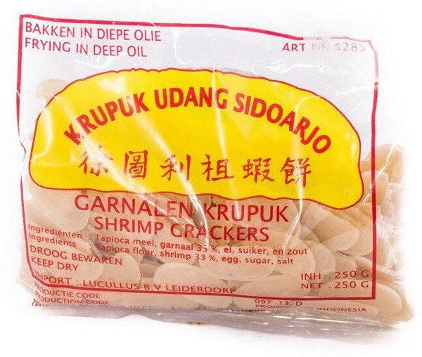Chipsy, prażynki krewetkowe do smażenia 3x2cm Krupuk Udang Sidoarjo 250g - Finna