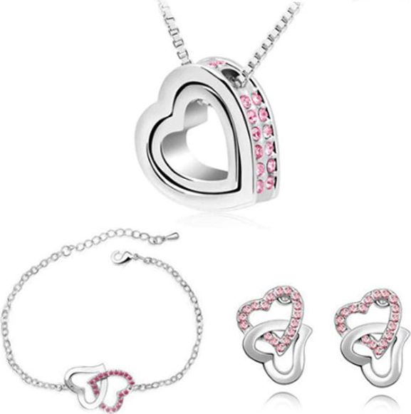 Lovrin Komplet serduszek z białymi cyrkoniami serca