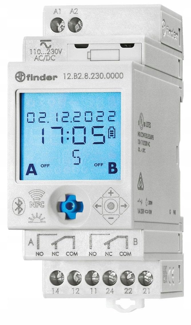 Zegar cyfrowy roczny, astronomiczny z możliwością rozszerzenia wyjść i wejść 2P 16A 230V AC/DC 12.B2.8.230.0000