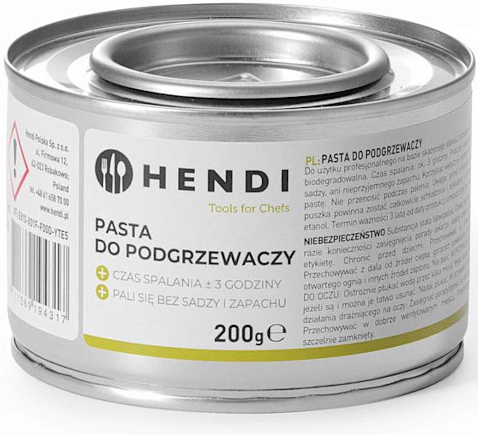Hendi Pasta do podgrzewaczy do potraw etanol 200 g - 72 puszki