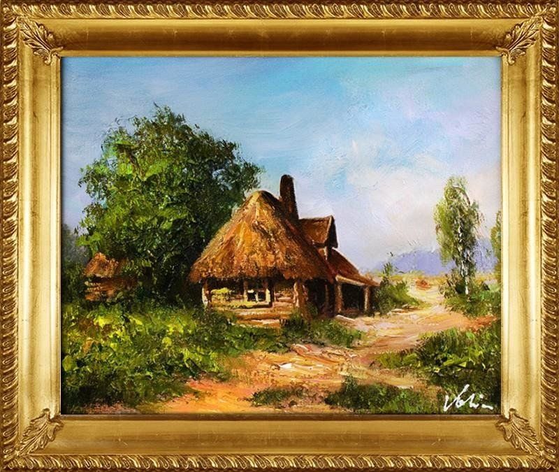 GO-BI Obraz "Dworki, mlyny, chaty," ręcznie malowany 54x64cm