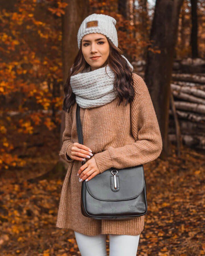 DAN-A Torebka skórzana damska listonoszka DAN-A T178 czekolada