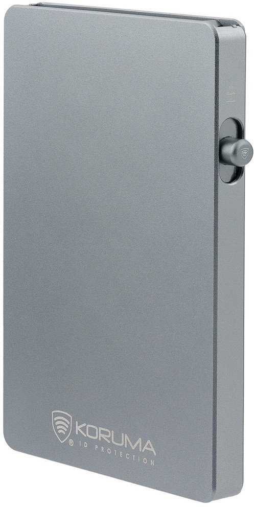 Aluminiowy portfel z wysuwanymi kartami i ochroną kart zbliżeniowych (ciemny szary) Uniwersalny