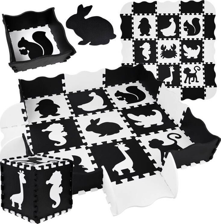 Jokomisiada Puzzle piankowe kontrastowa mata zwierzątka kształty ZA4783