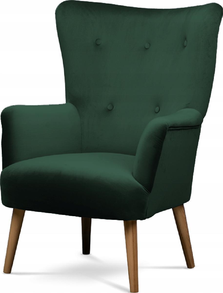 Konsimo Fotel Skandynawski Tkanina Ciemny Zielony ACRIDO