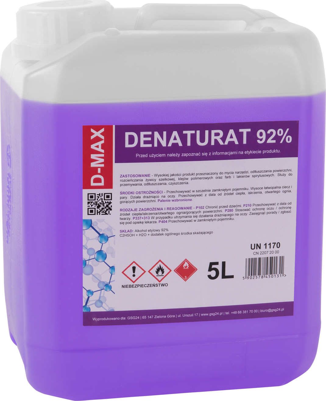 GSG Denaturat alkohol skażony D-MAX 5L