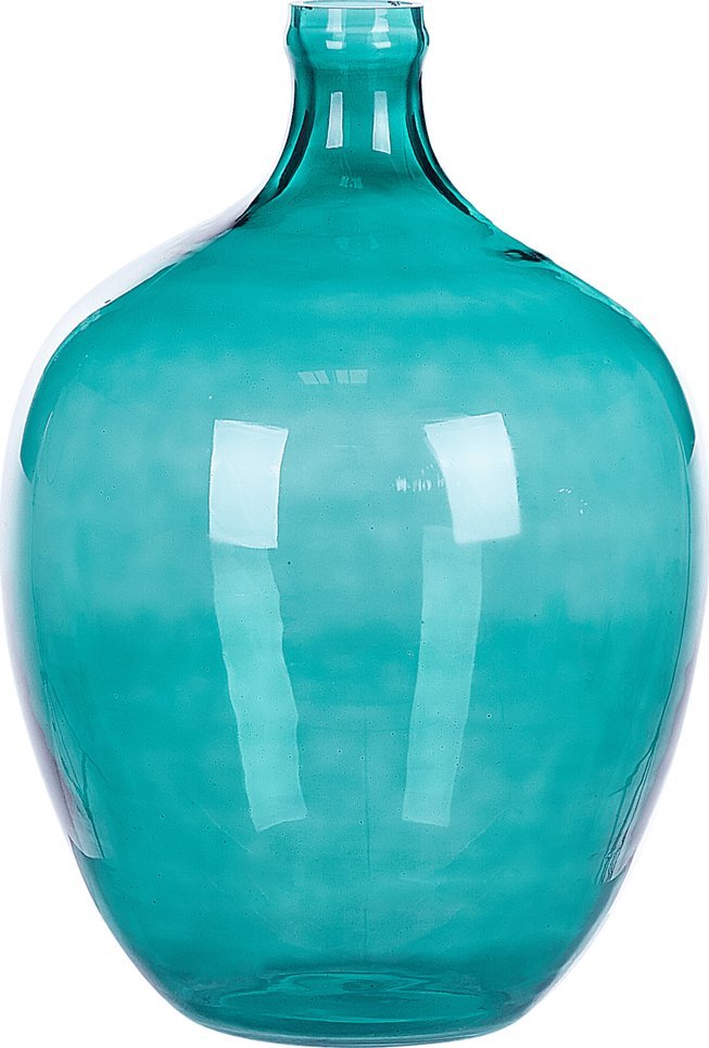 Beliani Wazon na kwiaty szklany 39 cm turkusowy ROTI