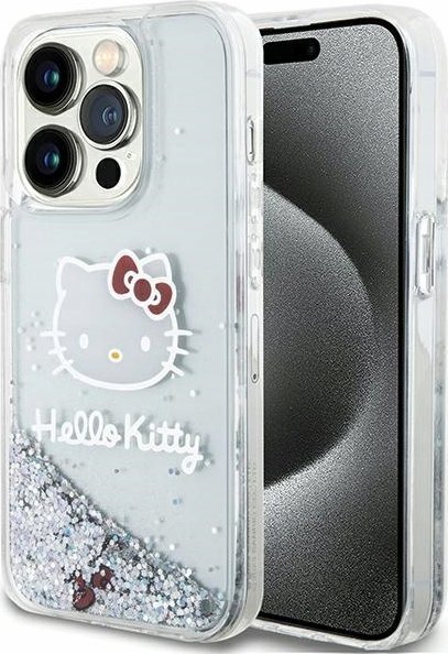 Sourcing Hello Kitty HKHCP15LLIKHET iPhone 15 Pro 6.1" silver/silver hardcase Liquid Glitter Charms Kitty Head