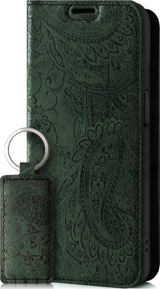 Surazo Etui na telefon skóra naturalna Smart magnet RFID - Ornament Zielony - TPU Transparentne Xiaomi Redmi Note 7