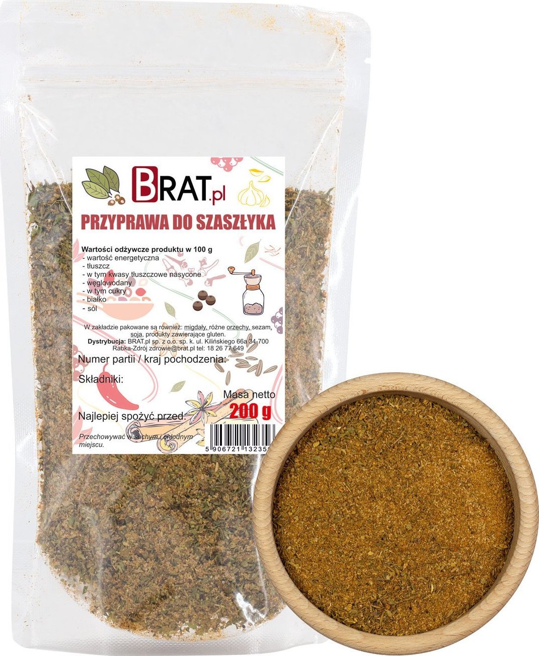 BRAT.PL PRZYPRAWA do szaszłyka 200g jakość BEZ DODATKÓW