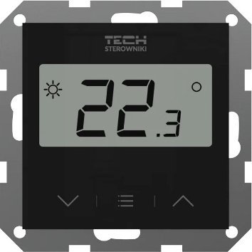 Tech Regulator bezprzewodowy, pokojowy z pomiarem wilgotności powietrza do systemów ramkowych F-8z 55 mm, czarny STF-8ZBK