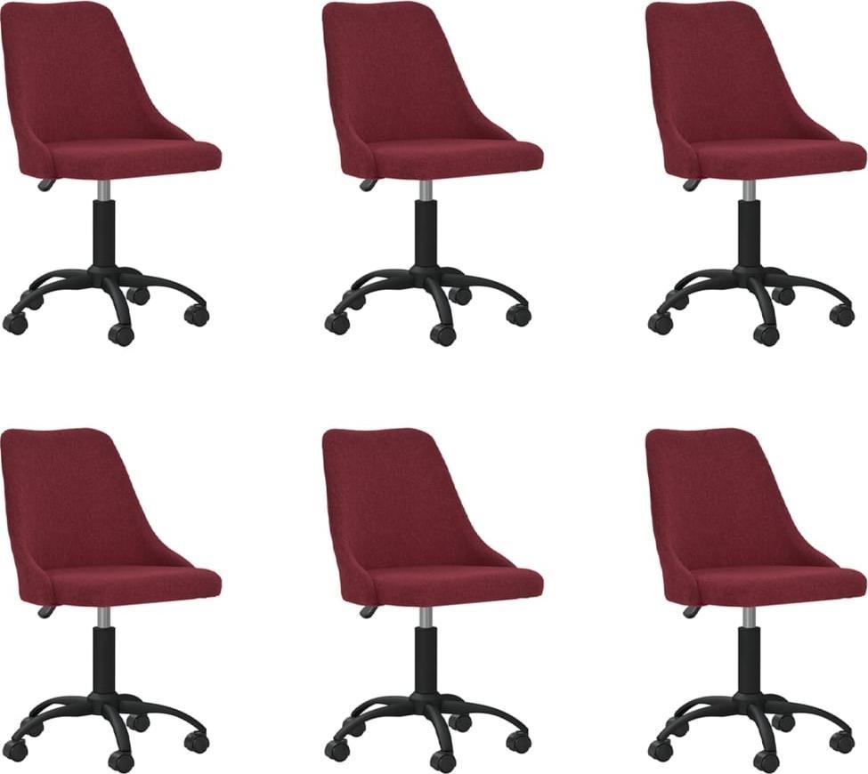 vidaXL Obrotowe krzesła stołowe, 6 szt., winna czerwień, obite tkaniną