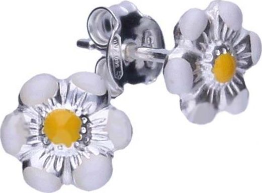 Lovrin Srebrne kolczyki 925 biały kwiatuszek 0,62g