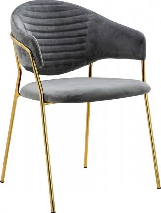 King Home Fotel NAOMI ciemny szary - welur, podstawa złota