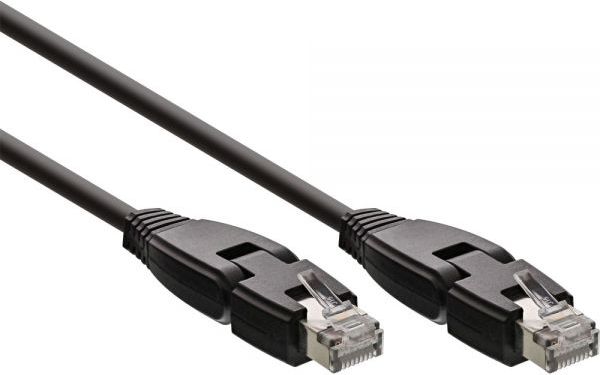 InLine Patchcord 180stopni S/FTP, PiMF, Cat.6A, 500MHz, halogen free, czarny 1m (76811X)