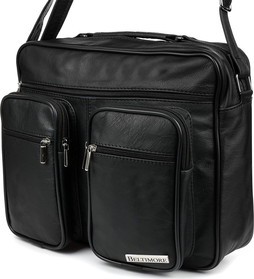 Beltimore Torba duża skórzana premium do pracy szkoły czarna Beltimore G69