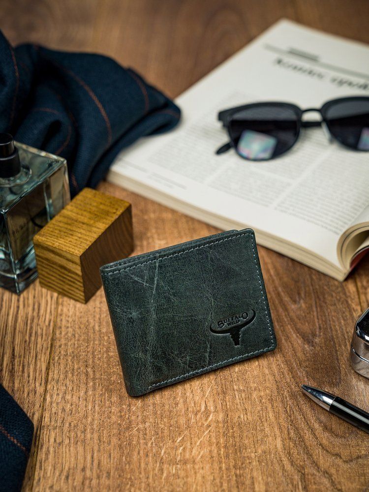 Buffalo Wild Poręczny Męski Portfel Buffalo Wild Skórzany RFID