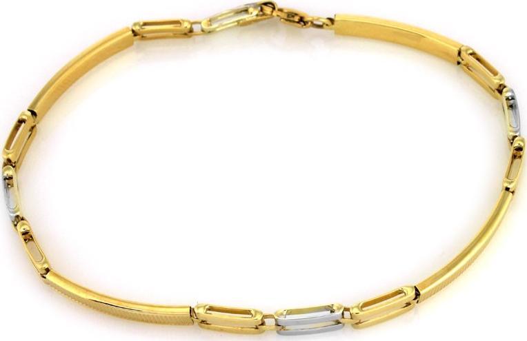 Lovrin Złota bransoletka 585 z dwukolorowych elementów 4,5g